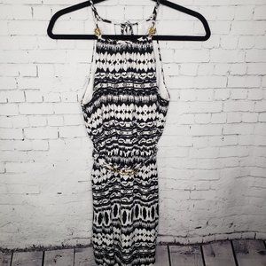 Teeze Me Black White Halter Abstract Dress Small Clubbing Nightlife Outfit